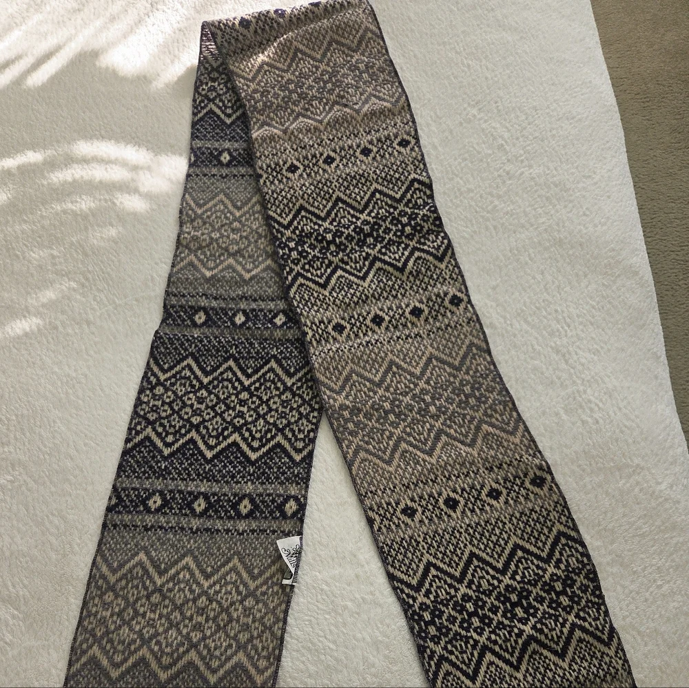 Vintage!!! Wool Geometric Patterned Knit Men Scarf